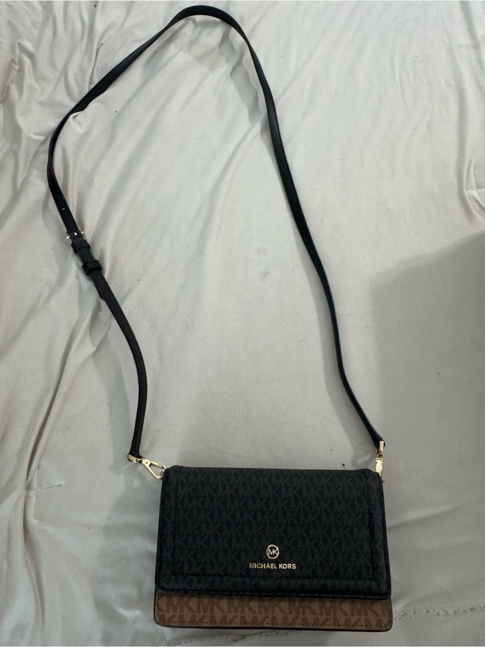 Michael Kors Black and Brown Signature Crossbody Bag